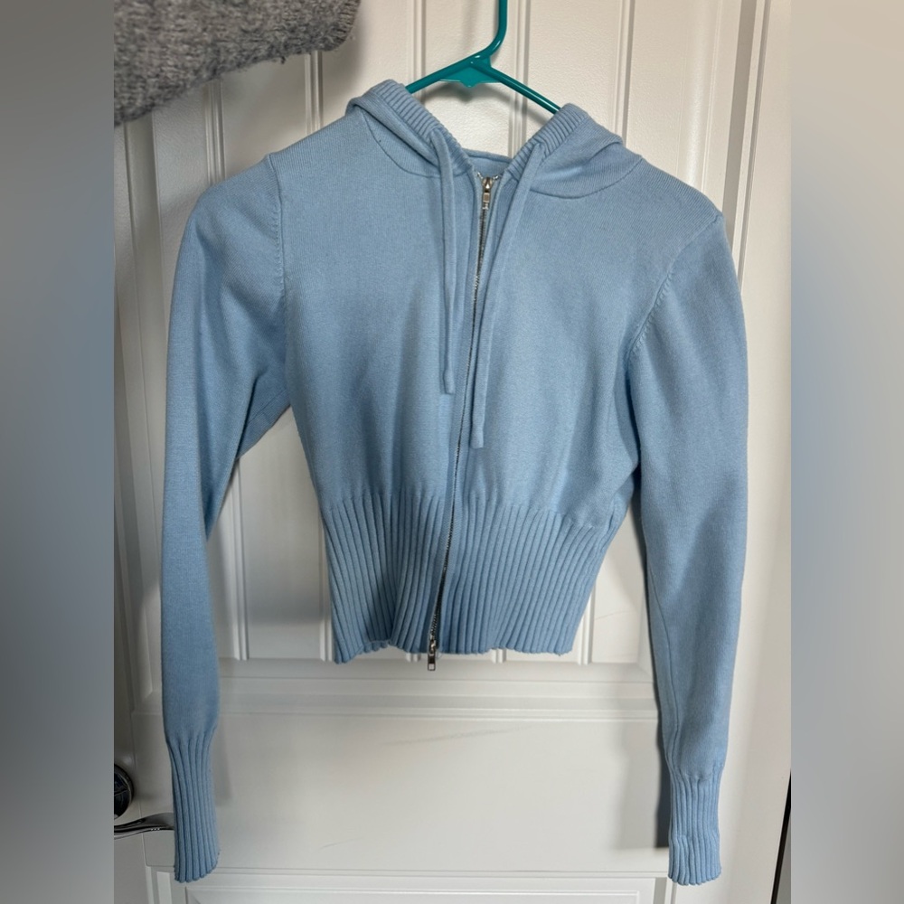 two piece set long sleeve zip jacket, and and low waist pants